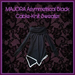 MAJORA Asymmetrical Black Cable-Knit Sweater